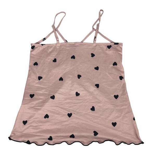 Pink Heart Print Pajama Set - Camisole & Shorts - Size Small - Picture 3 of 7